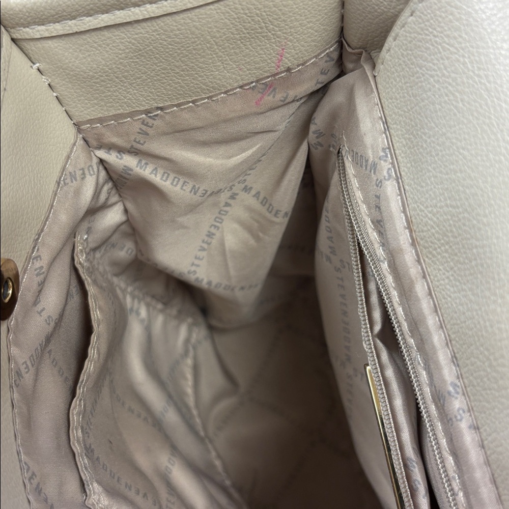 Steve Madden Crossbody Tote with Logo Strap & Coin Pouch – Cream - Picture 8 of 8